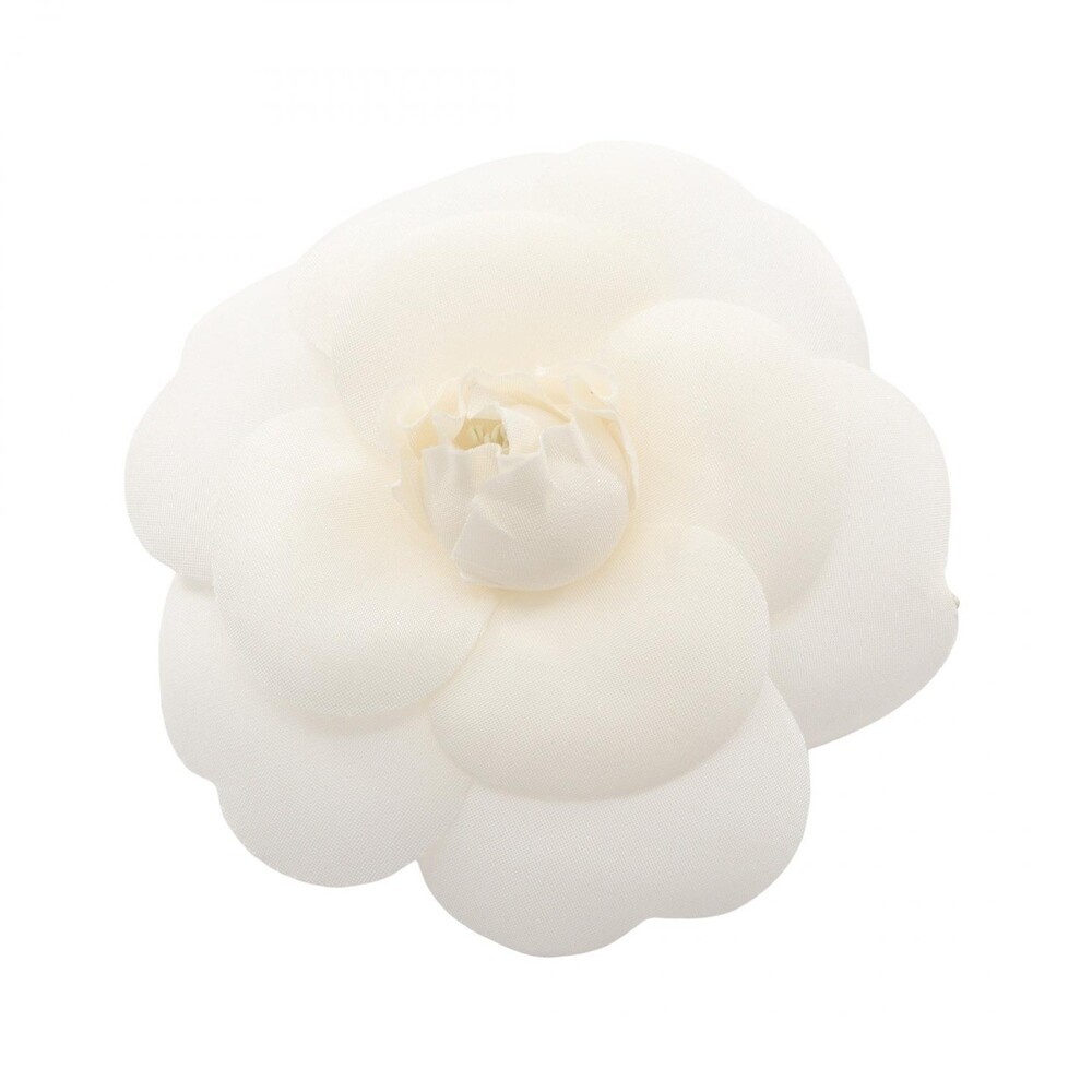 Chanel Camelia Brooch Pin Fabric White #301310C39B